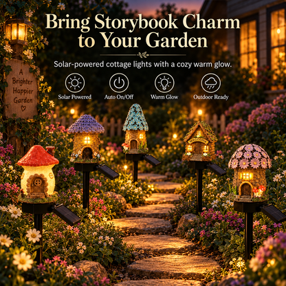 Solar Fairy-Tale Mushroom Cottage Garden Light