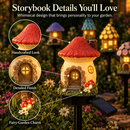Solar Fairy-Tale Mushroom Cottage Garden Light