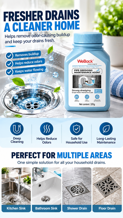 💧Extra Strength Drain Cleaner – Fast-Acting Kitchen & Bathroom Drain Opener