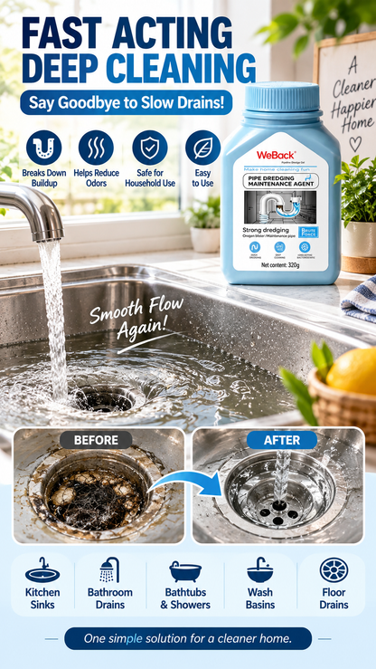 💧Extra Strength Drain Cleaner – Fast-Acting Kitchen & Bathroom Drain Opener