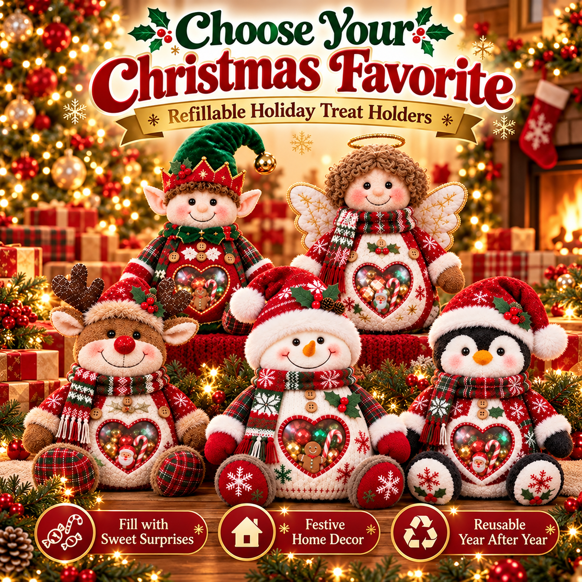 💯🎅 Refillable Christmas Figurine Treat Holder