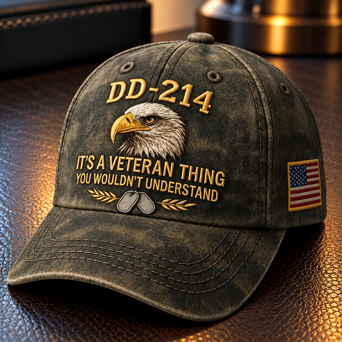 100% Handmade DD-214 Veteran Honor Embroidered Cap(𝐂𝐡𝐚𝐝 𝐒𝐦𝐢𝐭𝐡 𝐇𝐚𝐧𝐝𝐦𝐚𝐝𝐞)