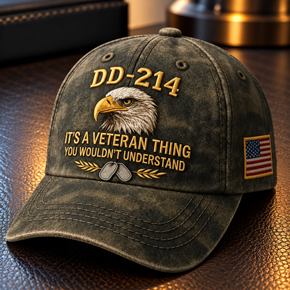 100% Handmade DD-214 Veteran Honor Embroidered Cap(𝐂𝐡𝐚𝐝 𝐒𝐦𝐢𝐭𝐡 𝐇𝐚𝐧𝐝𝐦𝐚𝐝𝐞)