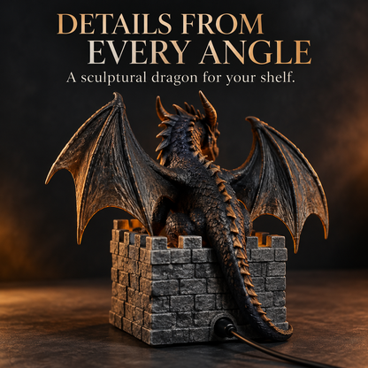 🐉🔥  Dragon Flame Mist Diffuser – Gothic Castle Decor, Glowing Ember Mist & Fantasy Bookshelf Display