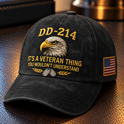 100% Handmade DD-214 Veteran Honor Embroidered Cap(𝐂𝐡𝐚𝐝 𝐒𝐦𝐢𝐭𝐡 𝐇𝐚𝐧𝐝𝐦𝐚𝐝𝐞)