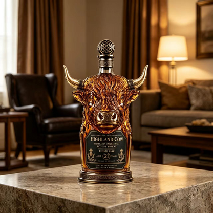 🐂 Highland Cow 21-Year Scotch Whisky Bottle 🥃 Unique Cow Head Design