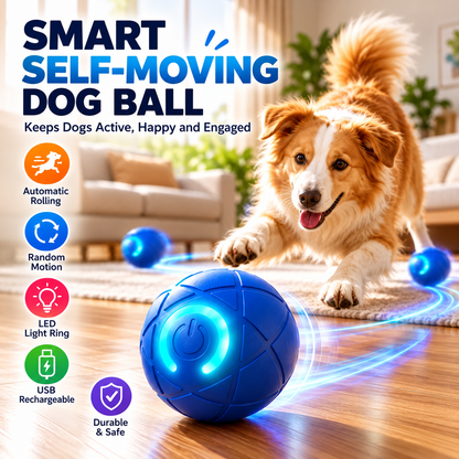 Self-Moving Interactive Dog Ball – USB Rechargeable Pet Toy