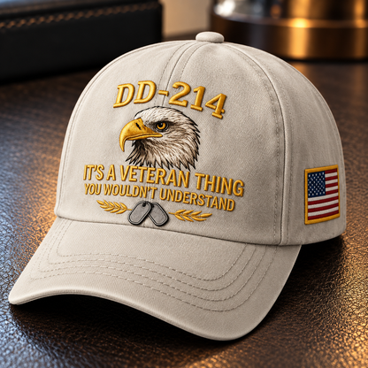 100% Handmade DD-214 Veteran Honor Embroidered Cap(𝐂𝐡𝐚𝐝 𝐒𝐦𝐢𝐭𝐡 𝐇𝐚𝐧𝐝𝐦𝐚𝐝𝐞)