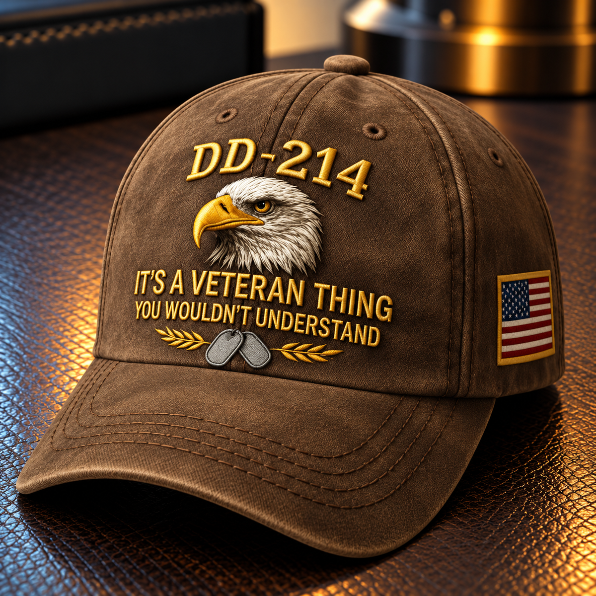 100% Handmade DD-214 Veteran Honor Embroidered Cap(𝐂𝐡𝐚𝐝 𝐒𝐦𝐢𝐭𝐡 𝐇𝐚𝐧𝐝𝐦𝐚𝐝𝐞)