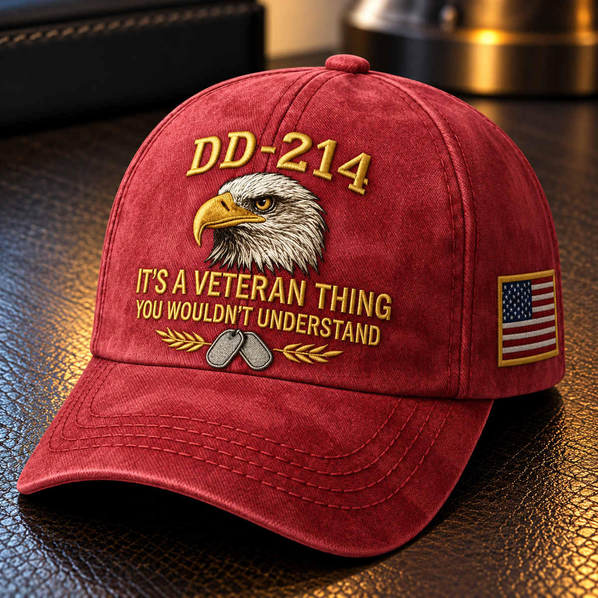 100% Handmade DD-214 Veteran Honor Embroidered Cap(𝐂𝐡𝐚𝐝 𝐒𝐦𝐢𝐭𝐡 𝐇𝐚𝐧𝐝𝐦𝐚𝐝𝐞)