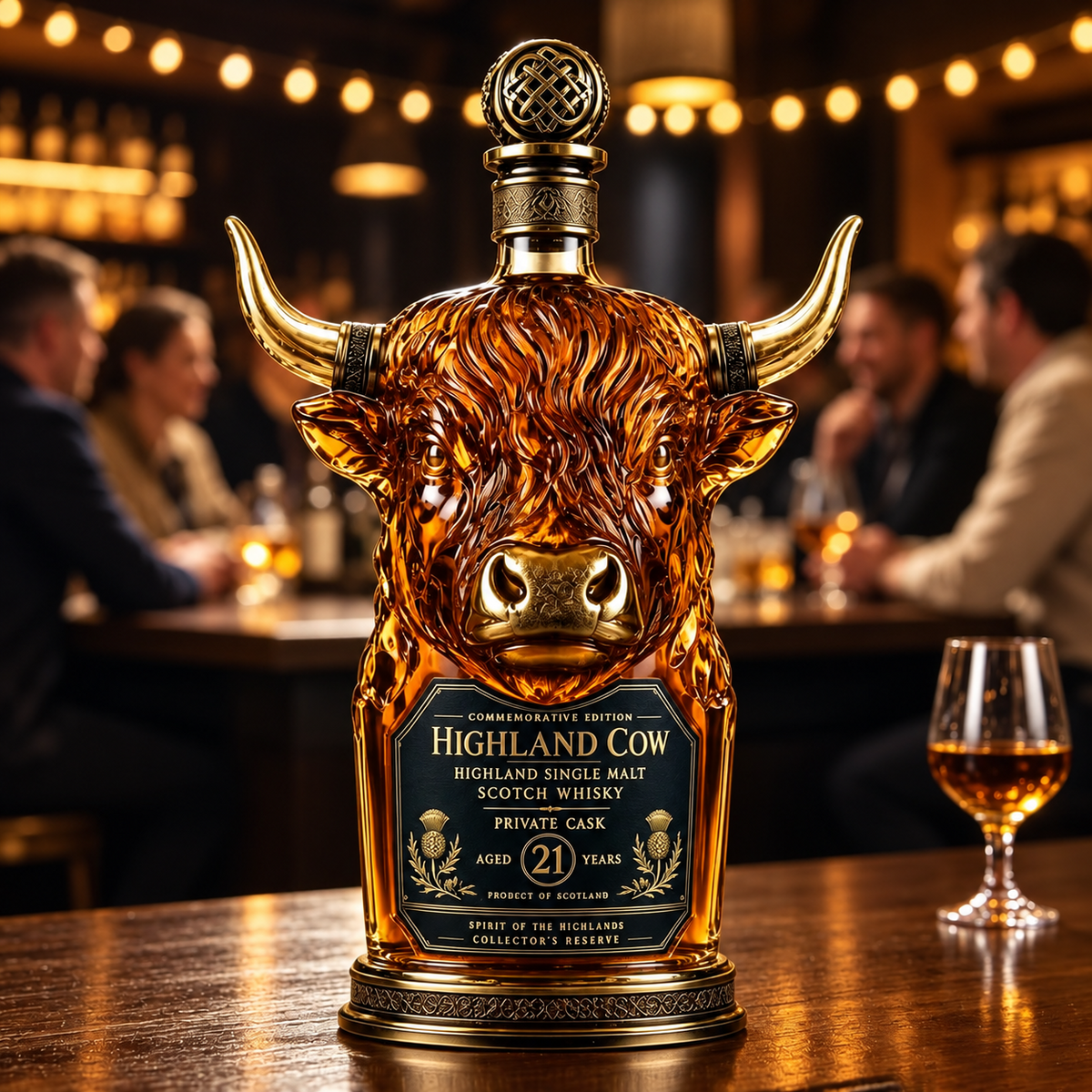 🐂 Highland Cow 21-Year Scotch Whisky Bottle 🥃 Unique Cow Head Design