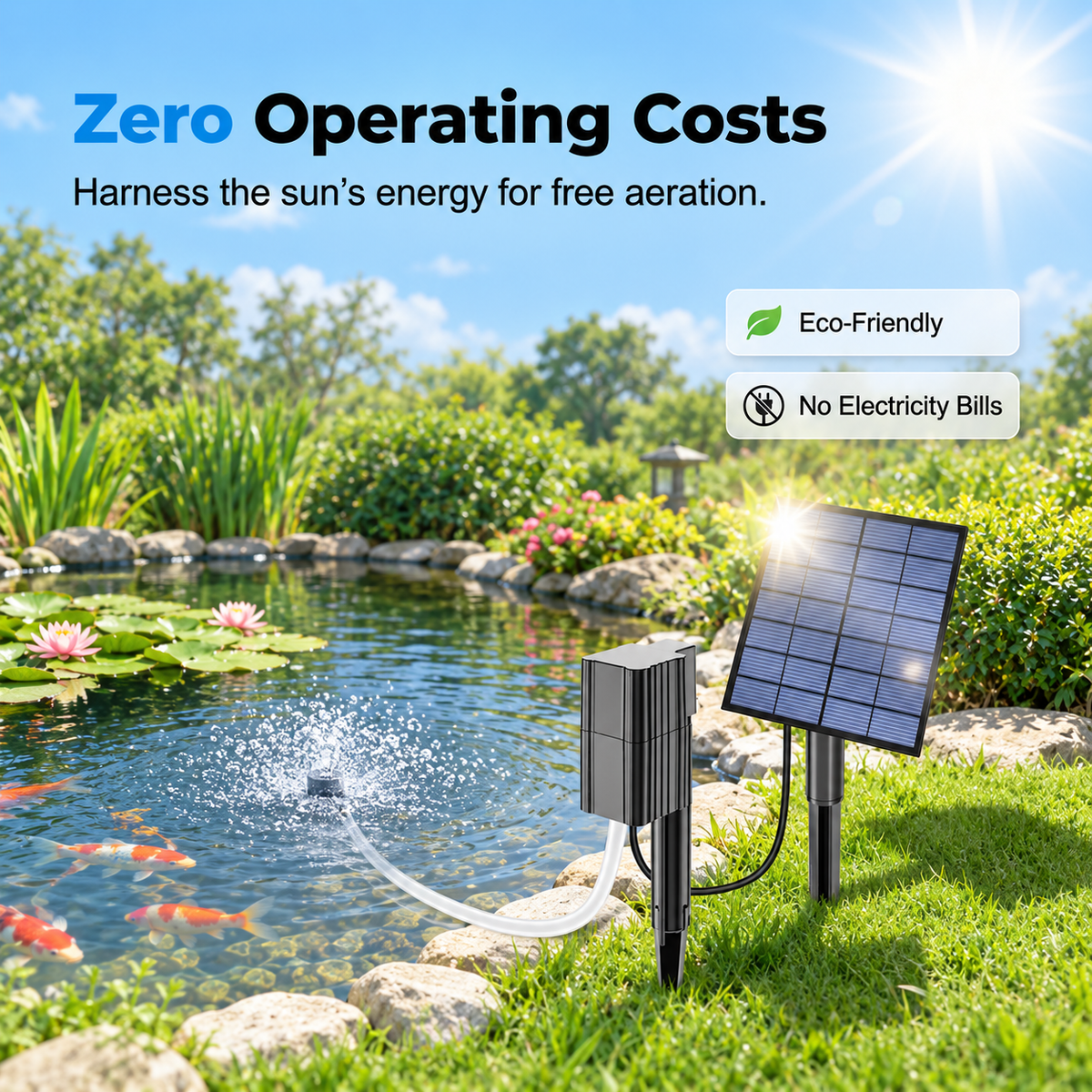 ☀️Solar Pond Aerator with Air Pump🐟