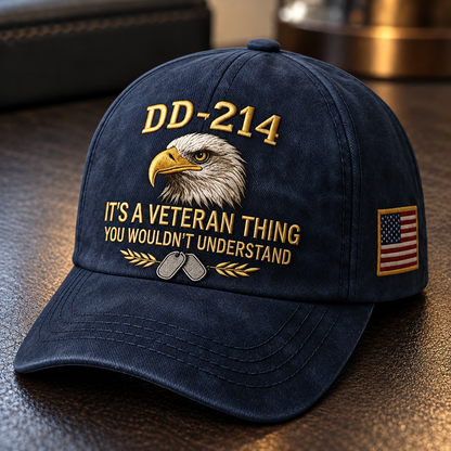 100% Handmade DD-214 Veteran Honor Embroidered Cap(𝐂𝐡𝐚𝐝 𝐒𝐦𝐢𝐭𝐡 𝐇𝐚𝐧𝐝𝐦𝐚𝐝𝐞)