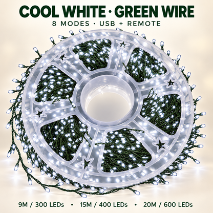 🎄✨ 300–600 LED Christmas Cluster String Lights – 8 Magical Lighting Modes for Stunning Holiday Decor 🌟
