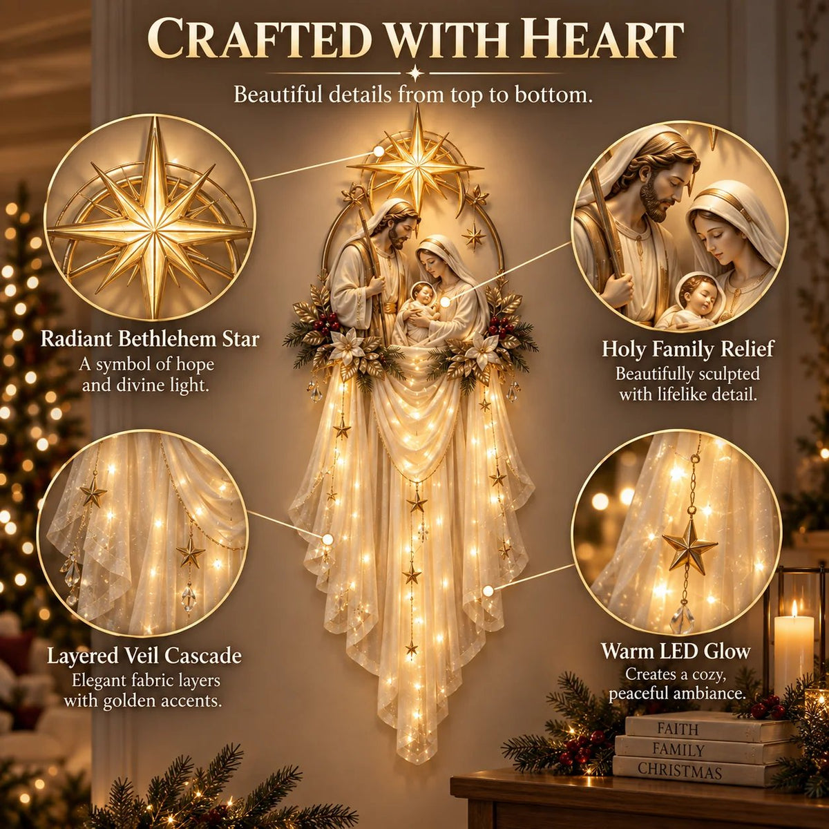 ✨ Holy Family Star Veil – Meaningful Christmas Wall Decor