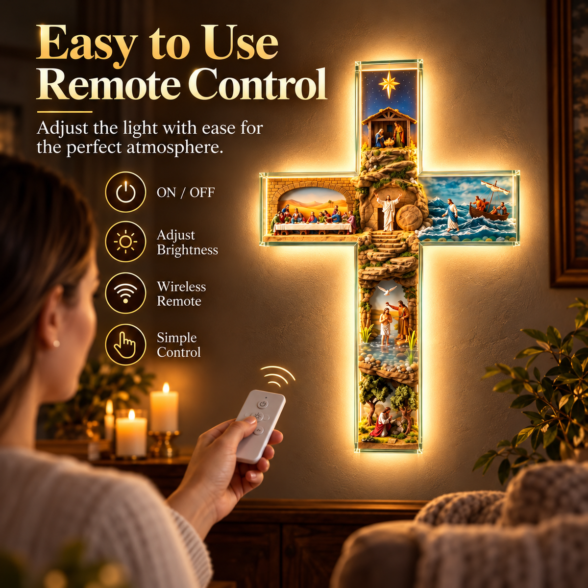 ✝️✨ The Vigil Cross – Illuminated Biblical Story Wall Cross
