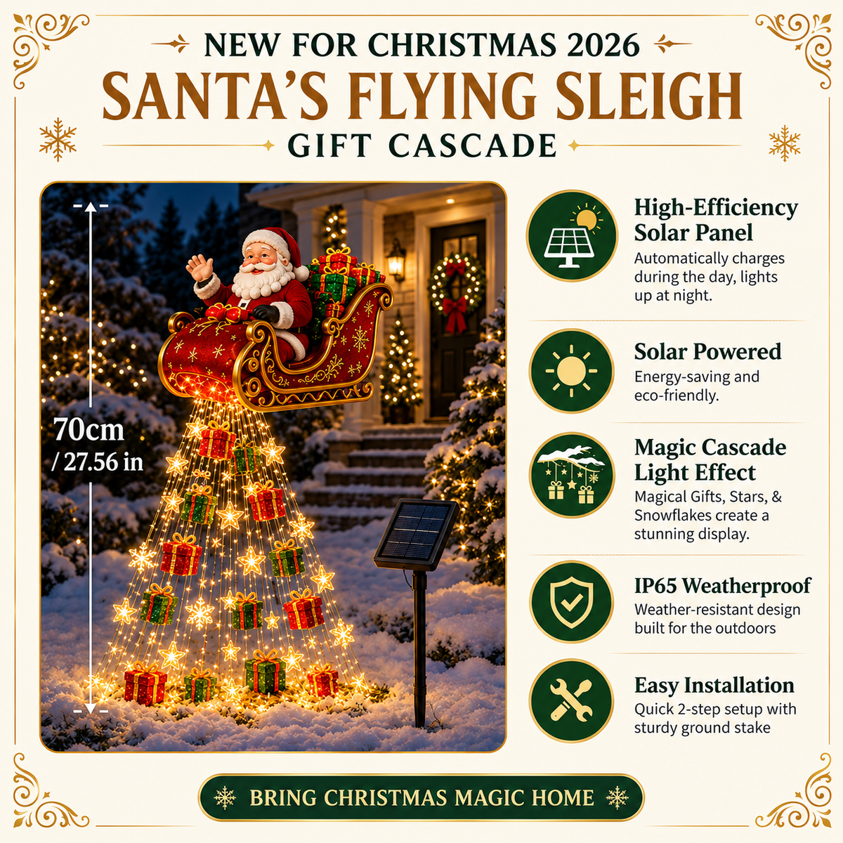 🔔🎄 Festive From Every Angle ✨– Magical Christmas Cascade Solar Garden Light🎄🎁