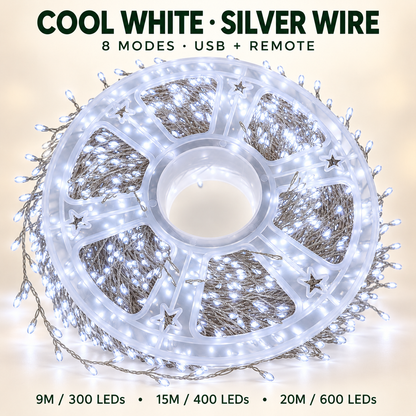 🎄✨ 300–600 LED Christmas Cluster String Lights – 8 Magical Lighting Modes for Stunning Holiday Decor 🌟