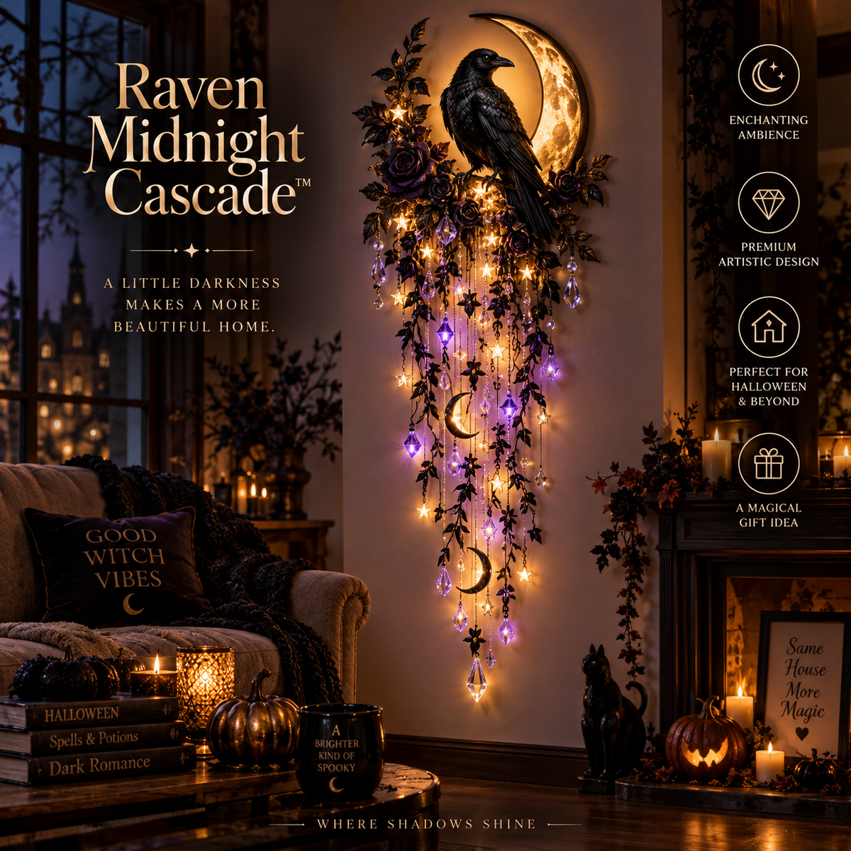 🎃 Elegant Halloween Cascade Wall Lights 👻 Spooky Decor