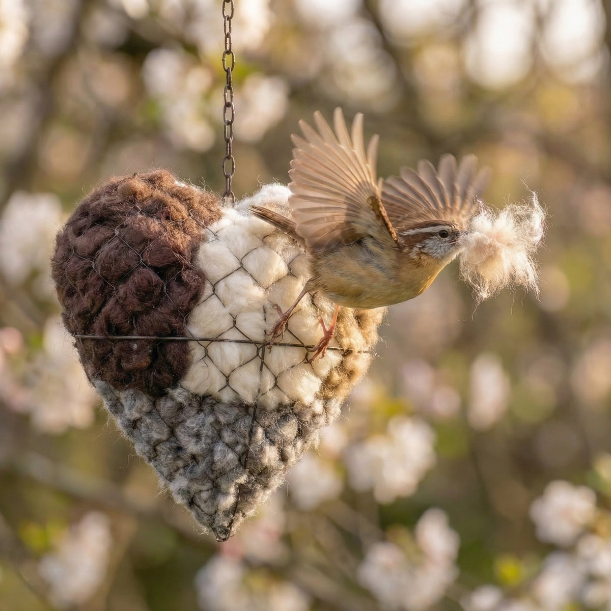 🪶Handmade Heart-Shaped Alpaca Fiber for Bird Nesting-Help Wild Birds Build Warm Nests