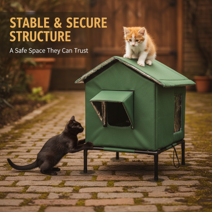 🐱 All-Weather Elevated Cat House 🏡 Outdoor Comfort & Protection