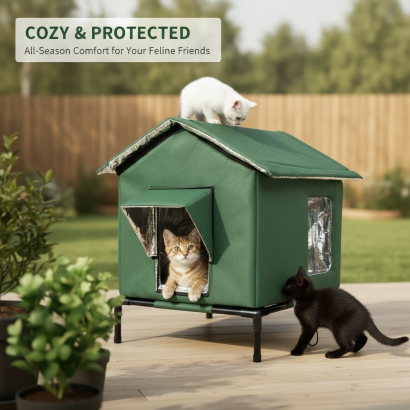 🐱 All-Weather Elevated Cat House 🏡 Outdoor Comfort & Protection