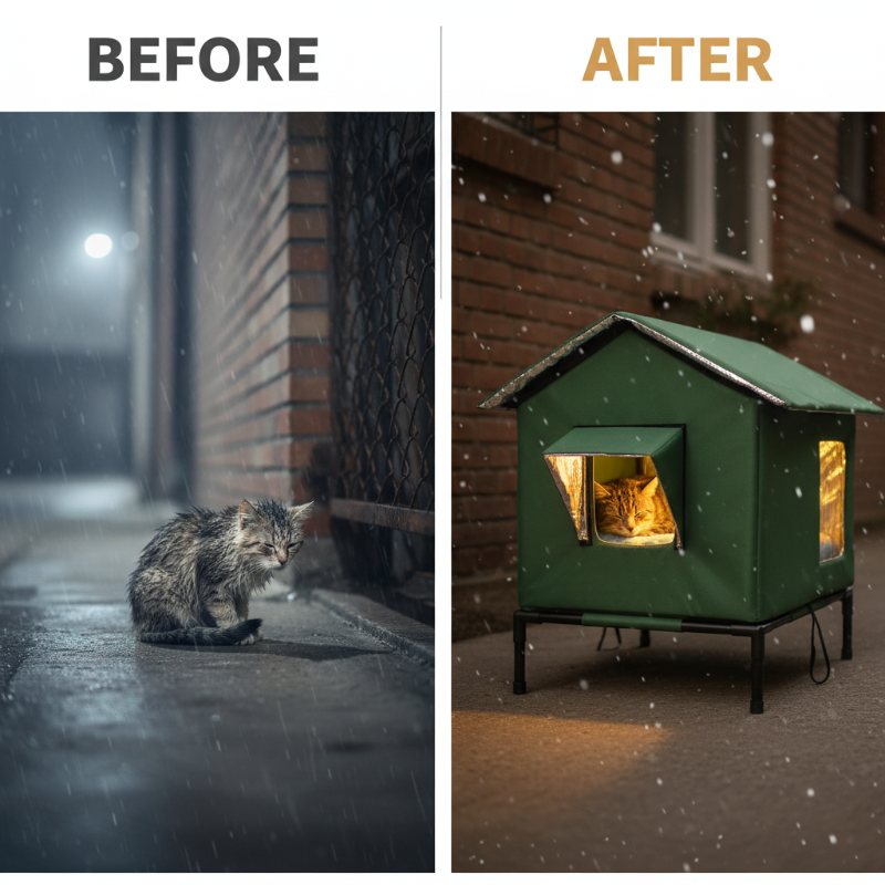 🐱 All-Weather Elevated Cat House 🏡 Outdoor Comfort & Protection