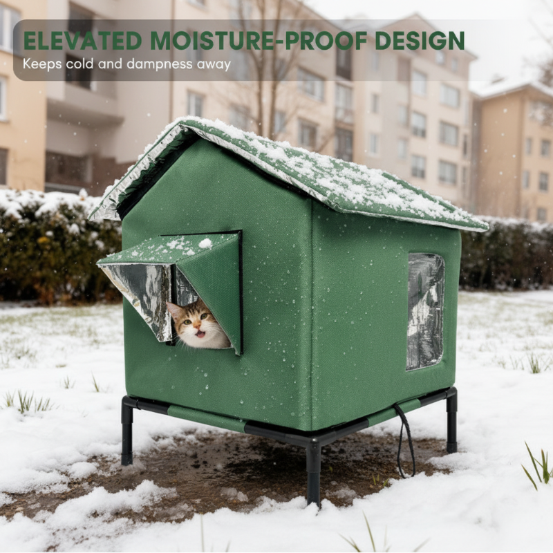 🐱 All-Weather Elevated Cat House 🏡 Outdoor Comfort & Protection