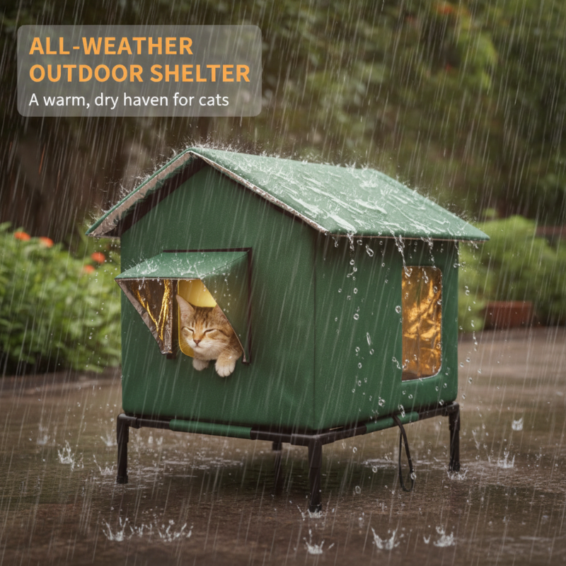 🐱 All-Weather Elevated Cat House 🏡 Outdoor Comfort & Protection