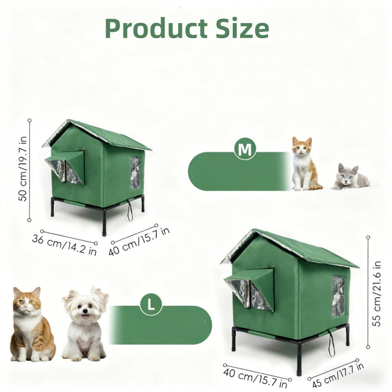 🐱 All-Weather Elevated Cat House 🏡 Outdoor Comfort & Protection