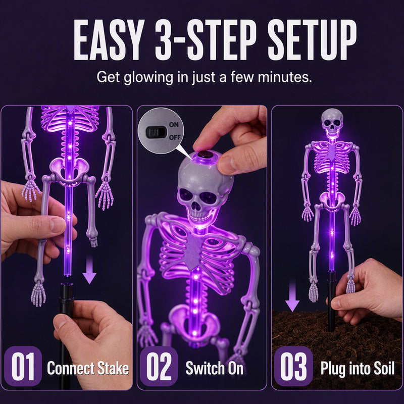 💀 Solar Skeleton Stake Light – Spooky Outdoor Halloween Pathway Decor