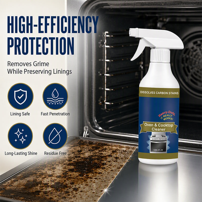 🧽 Extra Strength Oven & Cooktop Cleaner Spray – Grease & Burnt-On Residue Remover✨