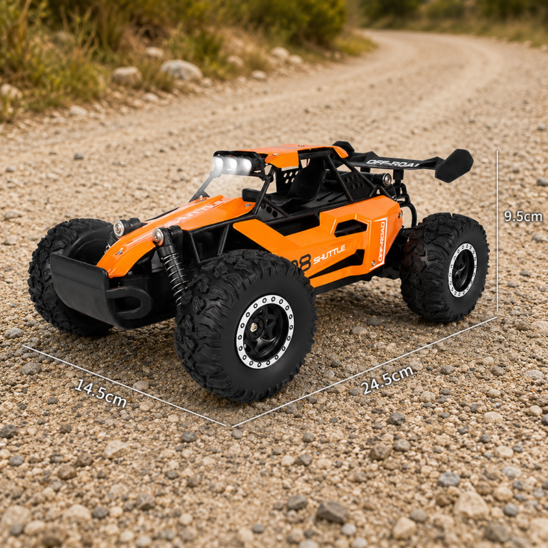 Dimensions of the 1:16 scale RC off-road car
